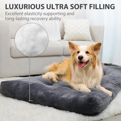 KSIIIA dog crate bed top view emphasizes thick fluffy surface for calm naps