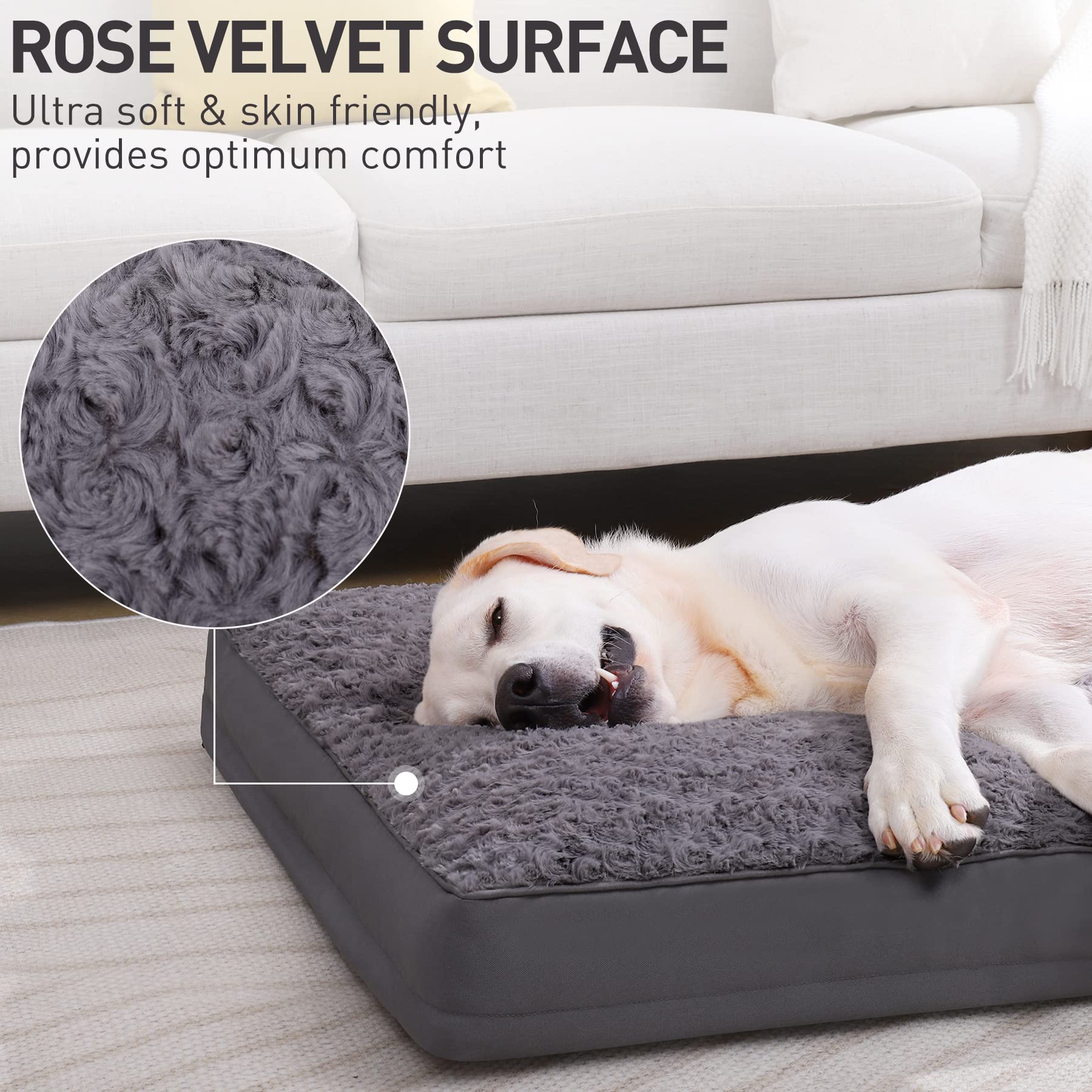 KSIIA dog crate bed waterproof layer protects filling from spills