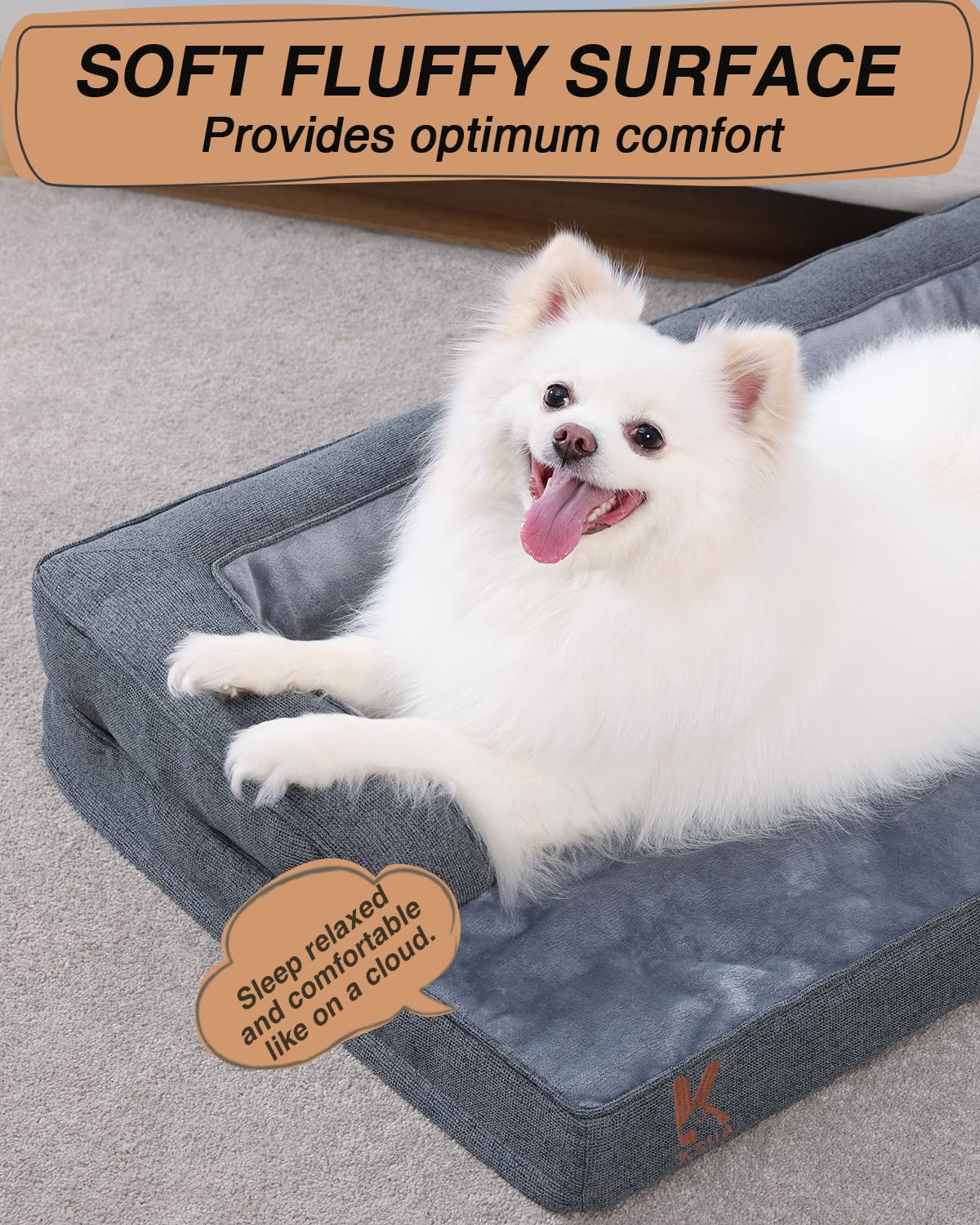 KSIIA bed with non-slip base to stay in place on smooth floors.