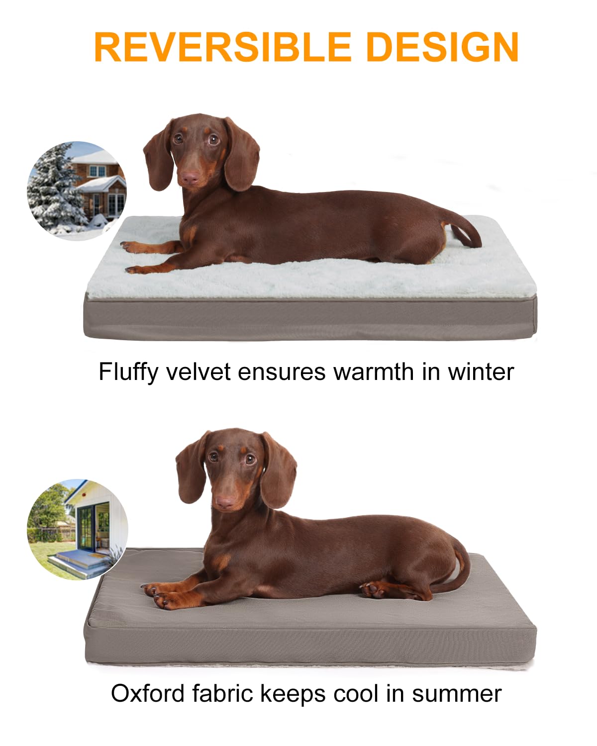 KSIIA two-sided design image shows plush warmth and cool Oxford fabric for year-round comfort