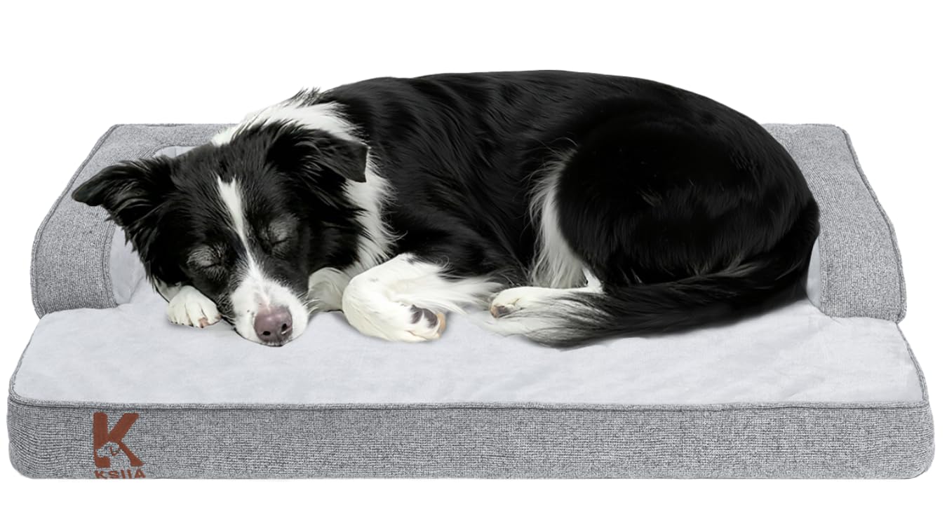 KSIIIA Washable Dog Bed top view showing orthopedic support for seniors.