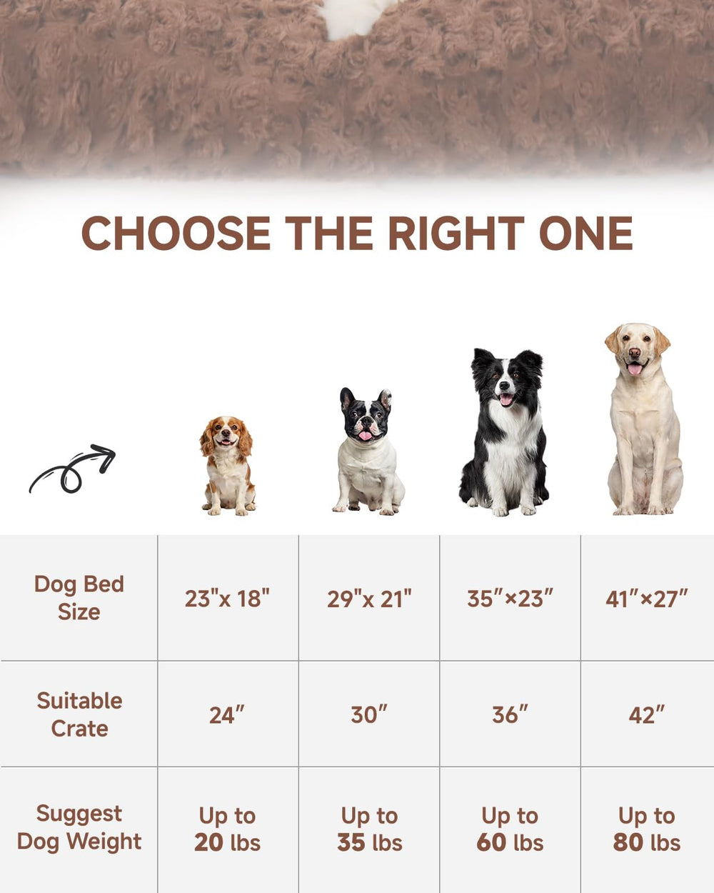 KSIIA Washable Dog Bed brown machine-washable fabric for easy cleaning.