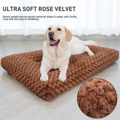 KSIIA Washable Dog Bed brown top view highlights premium plush softness for naps.