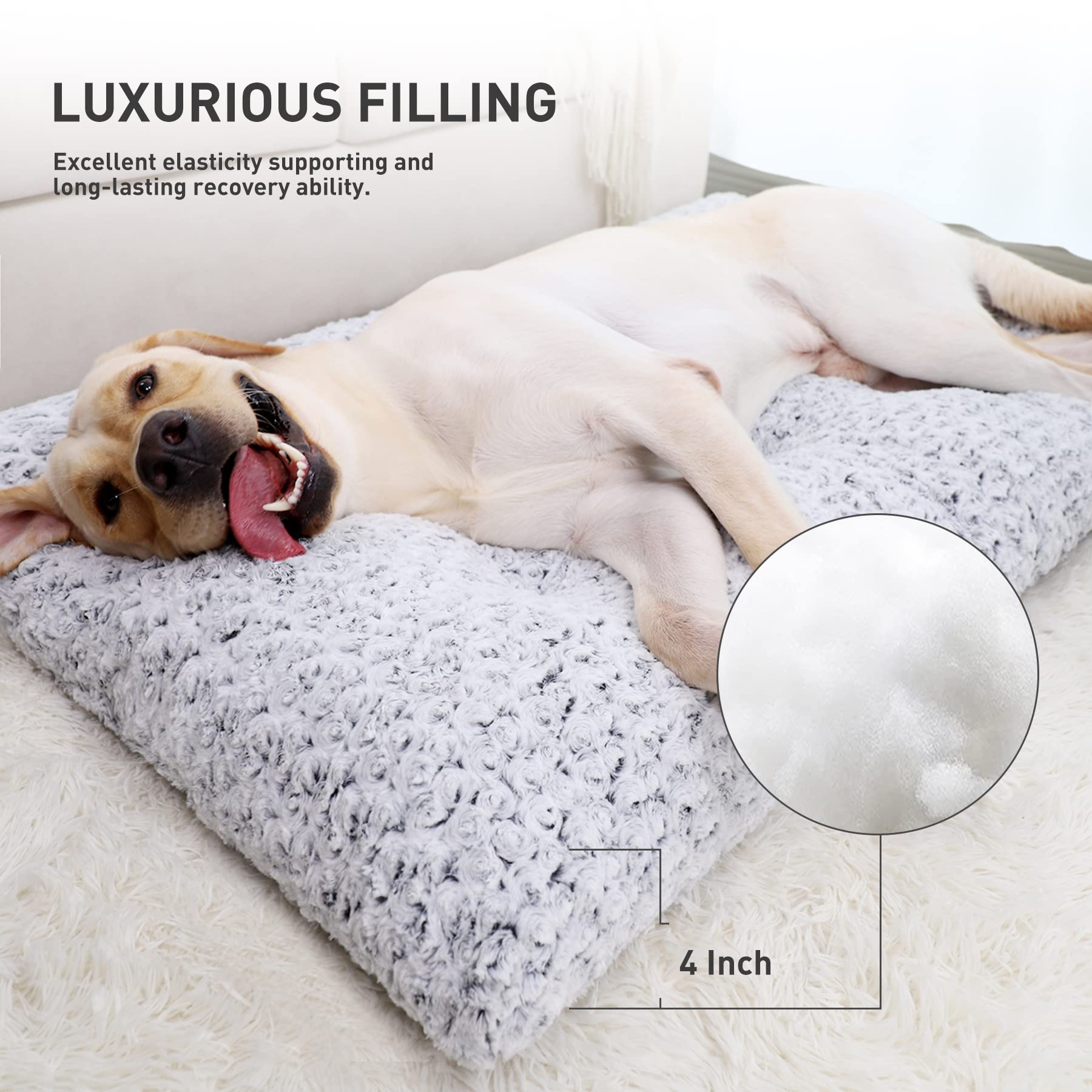 KSIIA Washable Dog Bed placed in crate for secure, comfy kennel space.