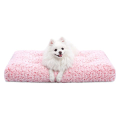 KSIIA Washable Dog Bed Deluxe plush top view in pink offers cozy padding