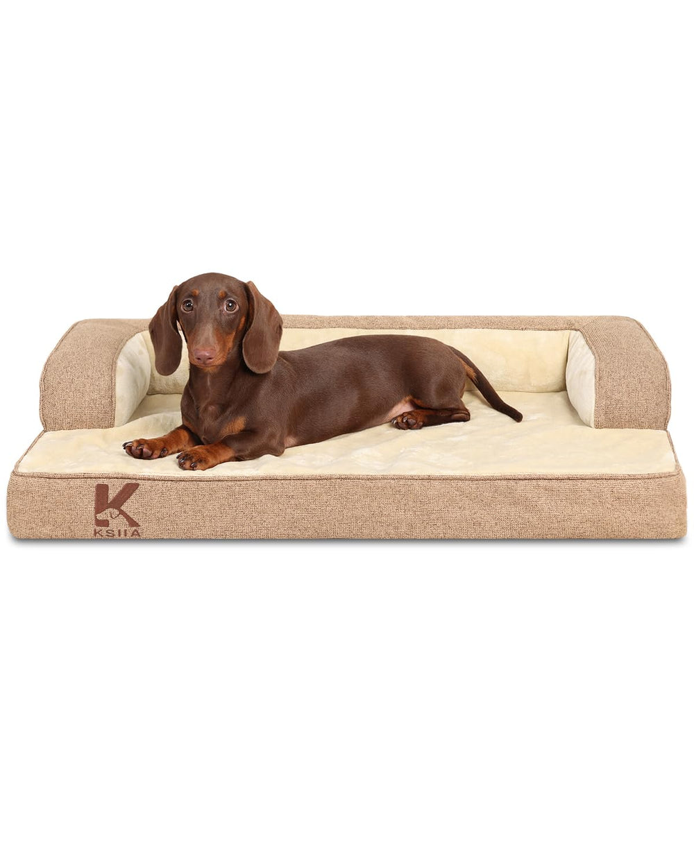 KSIIIA Washable Dog Bed large side view highlighting sturdy edge support for seniors