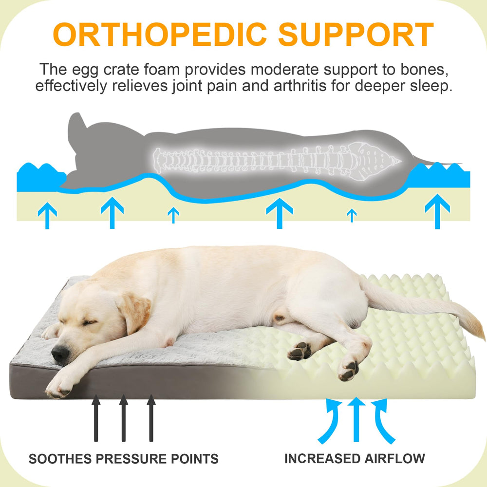 KSIIA waterproof dog bed showing plush surface and three-layer construction