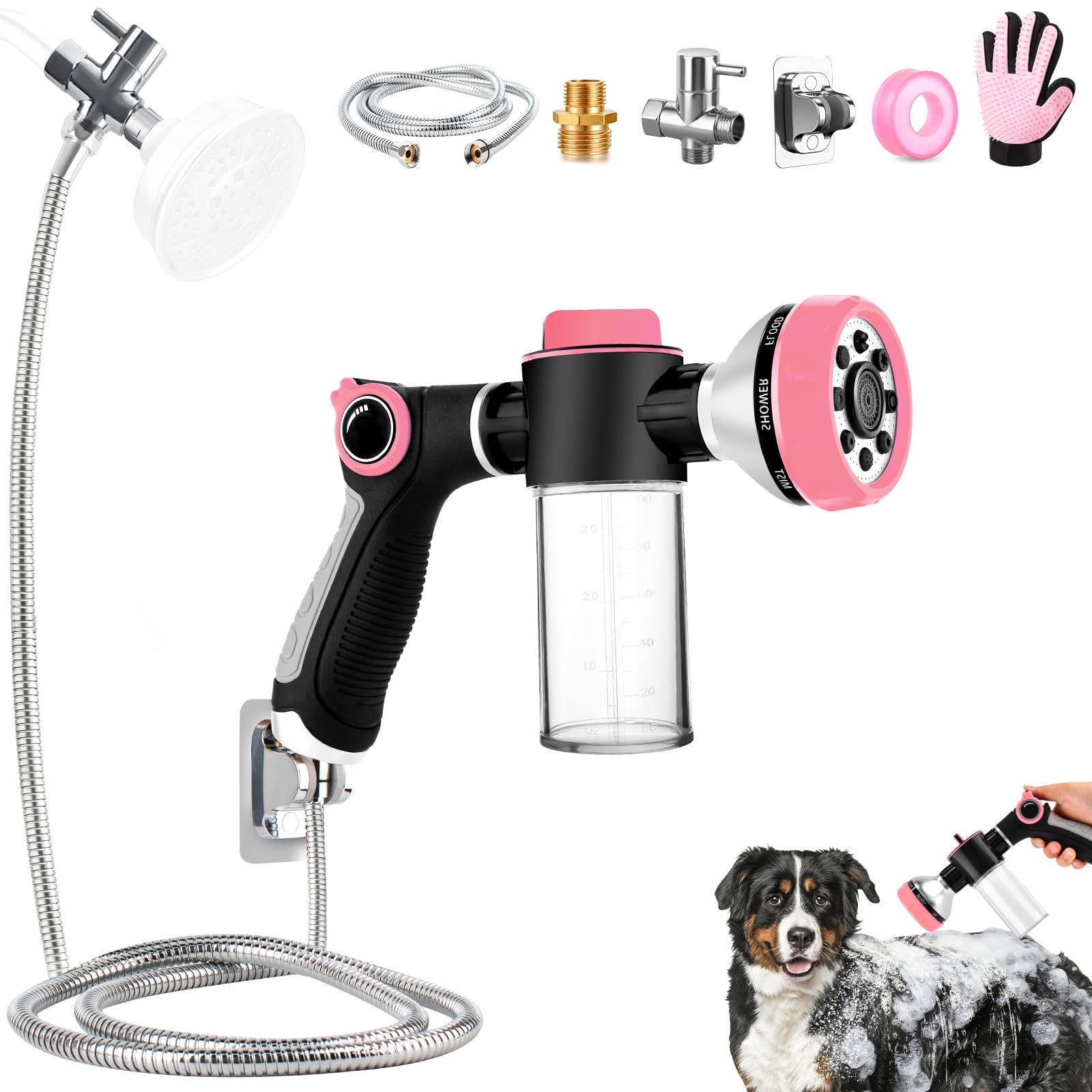KSSZZCO dog shower attachment ready for indoor bath with mess-free cleanup