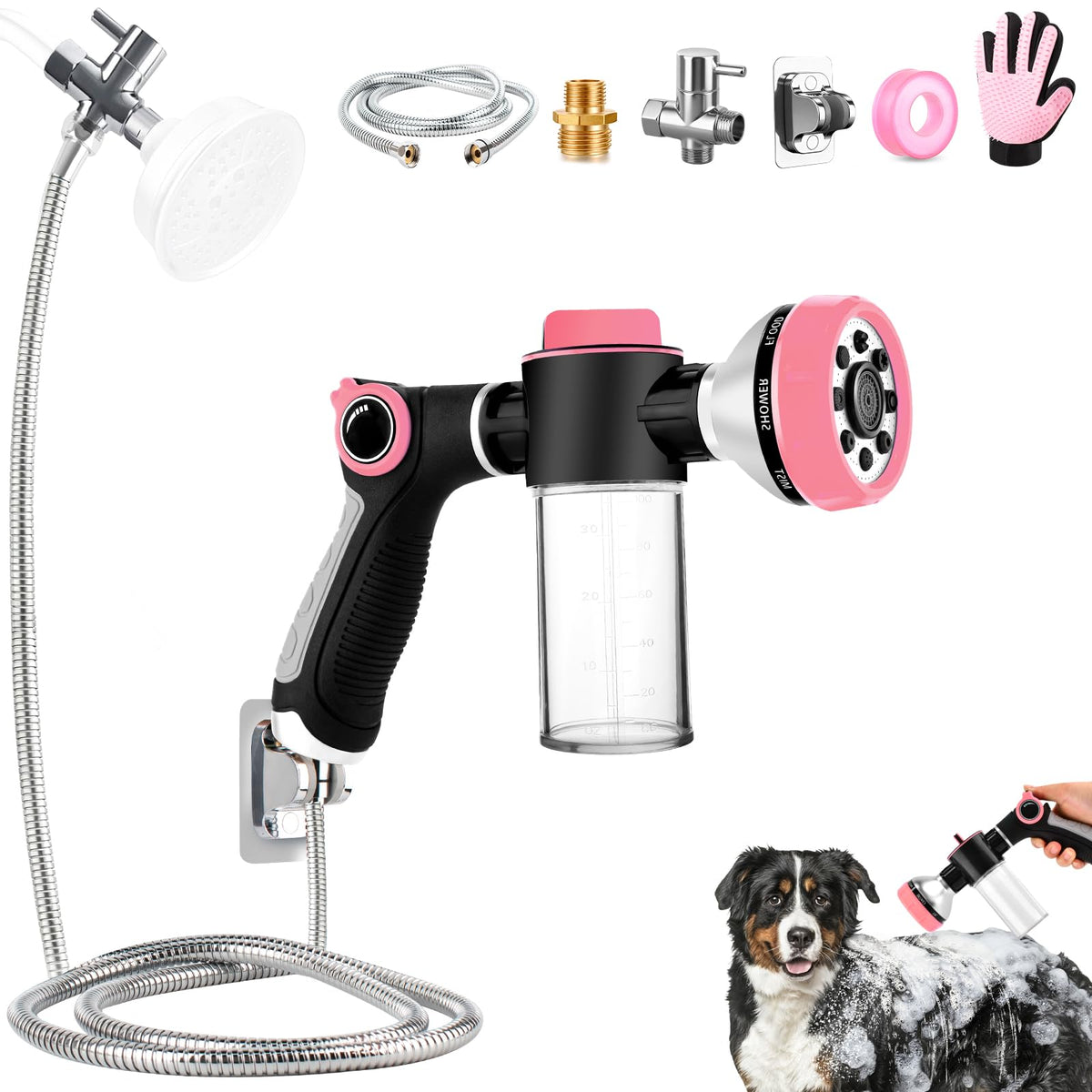 KSSZZCO dog shower attachment ready for indoor bath with mess-free cleanup