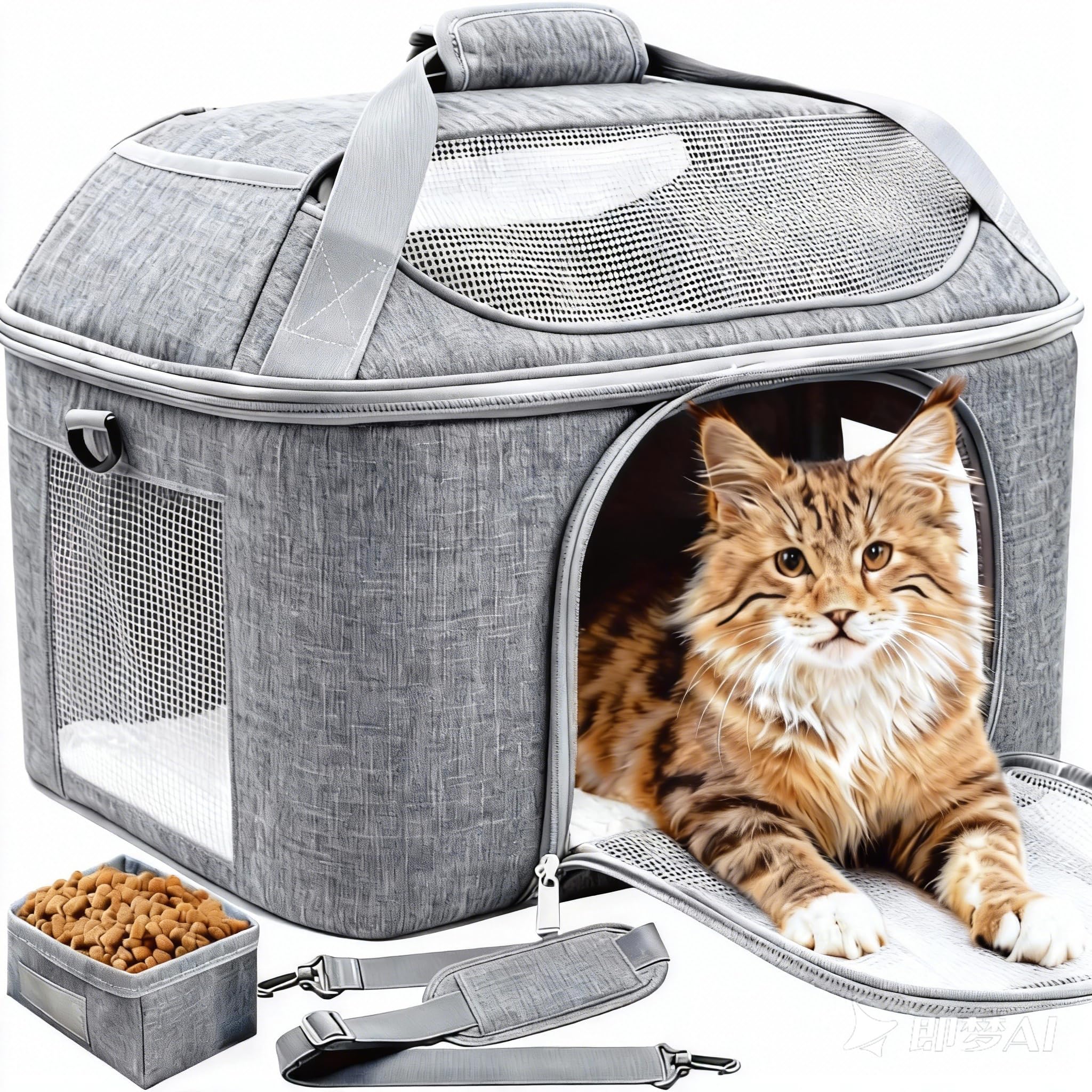 KTSOLRA top-expandable pet carrier fits under airplane seats for small cats and dogs.