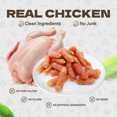 KUADELRO chicken sausage dog treats soft texture highlights chewable snack.