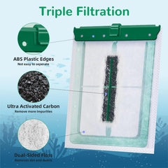 Kucbraly-dense-mesh-debris-capture traps waste for crystal-clear aquarium water.