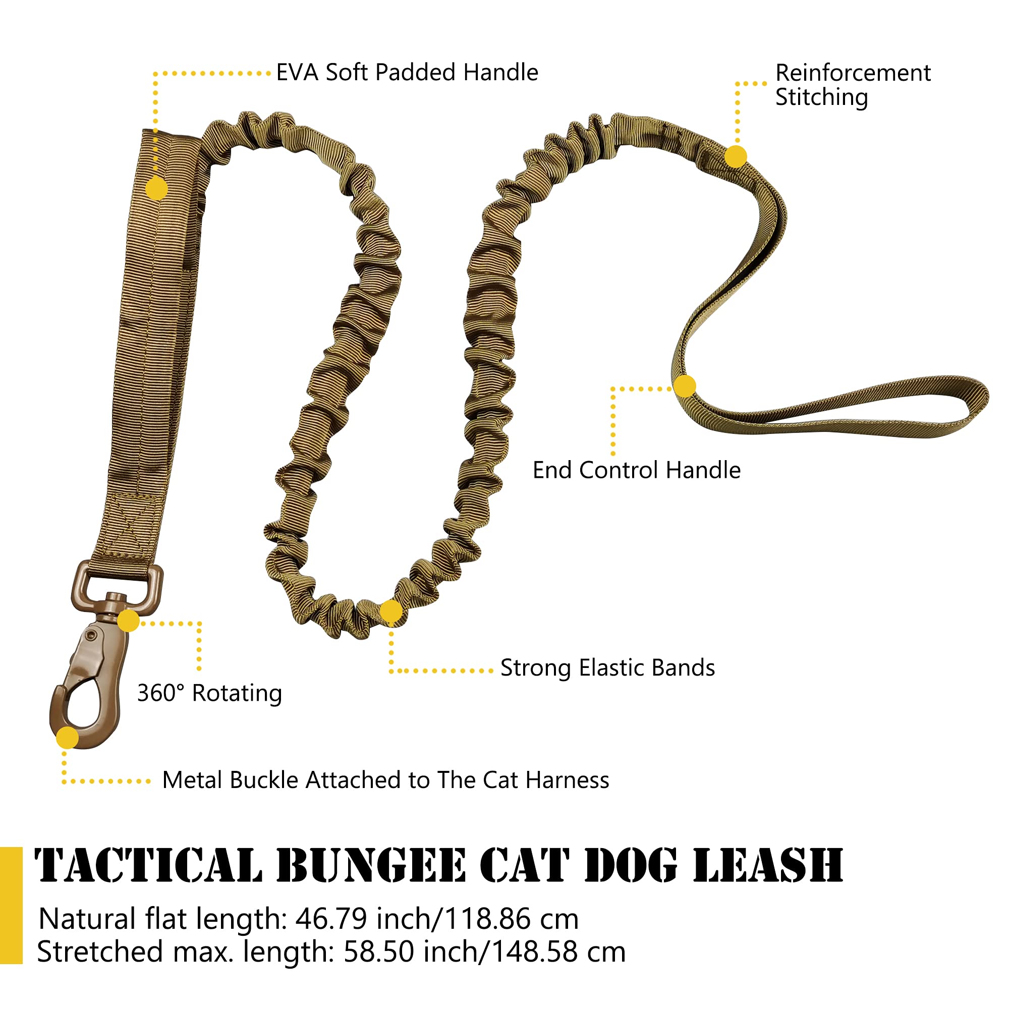 KUCDBUN Tactical Cat Harness 4-point system provides escape-proof security outdoors.