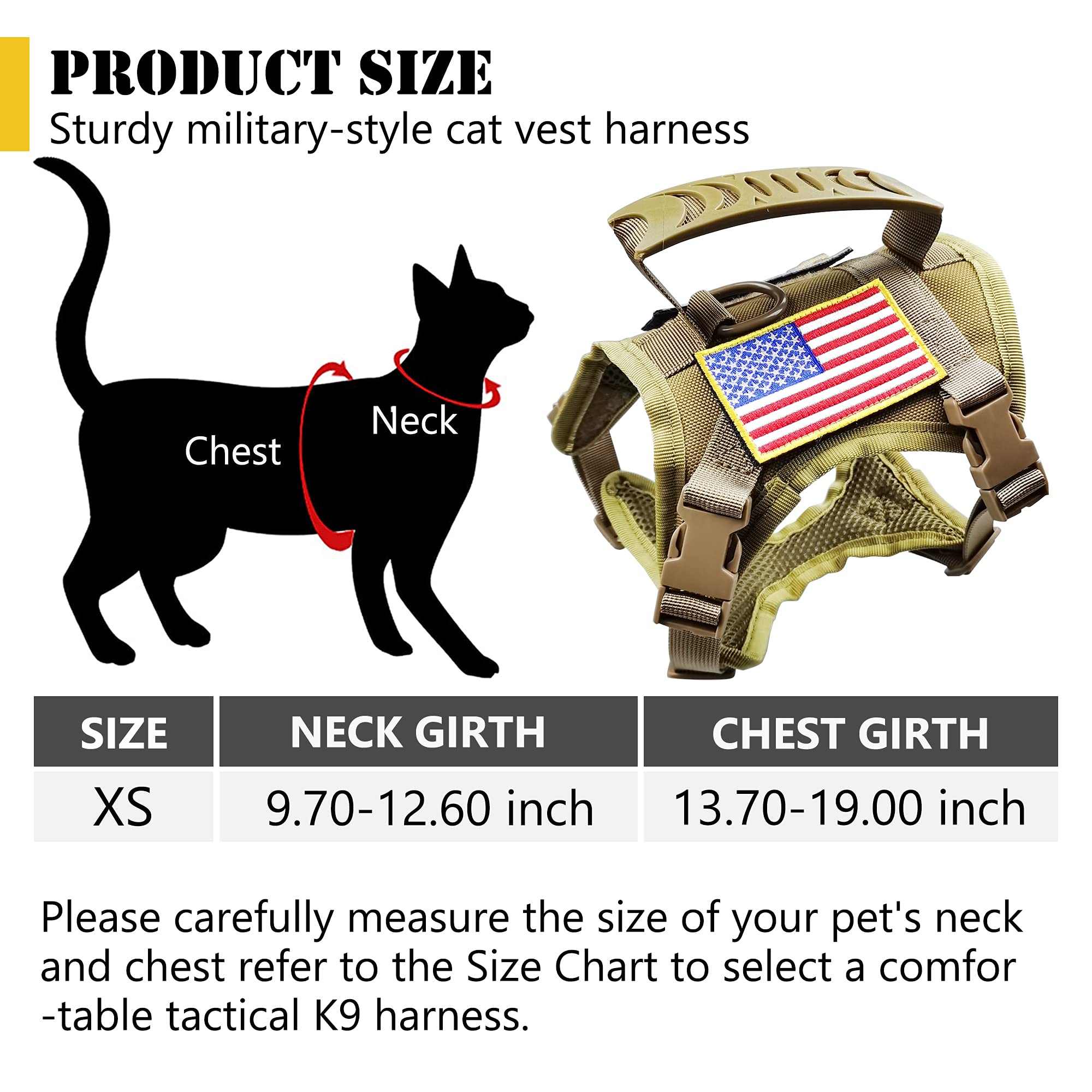 KUCDBUN Tactical Cat Harness with bungee leash for comfortable, responsive walks.