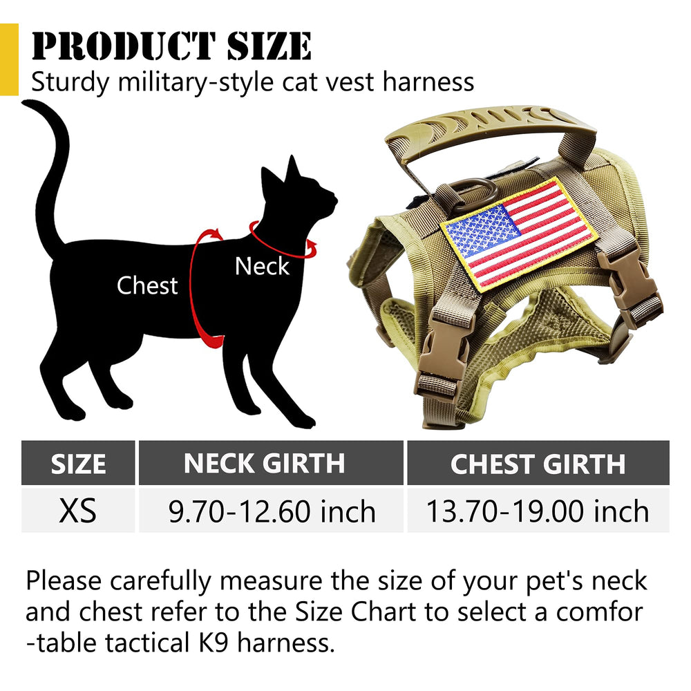 KUCDBUN Tactical Cat Harness with bungee leash for comfortable, responsive walks.