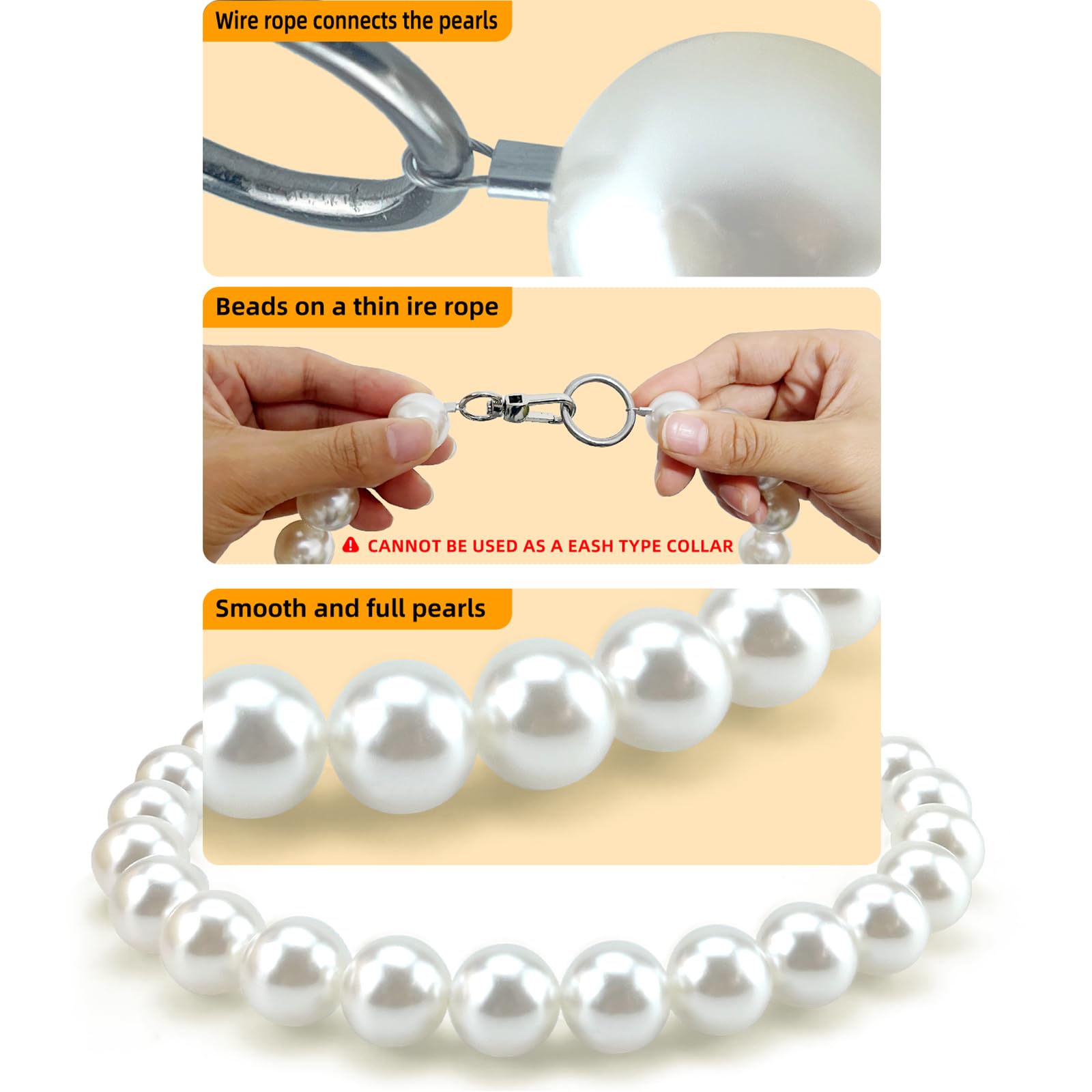 KUDES Chunky Pearl Dog Necklace ideal for outdoor events and photoshoots.