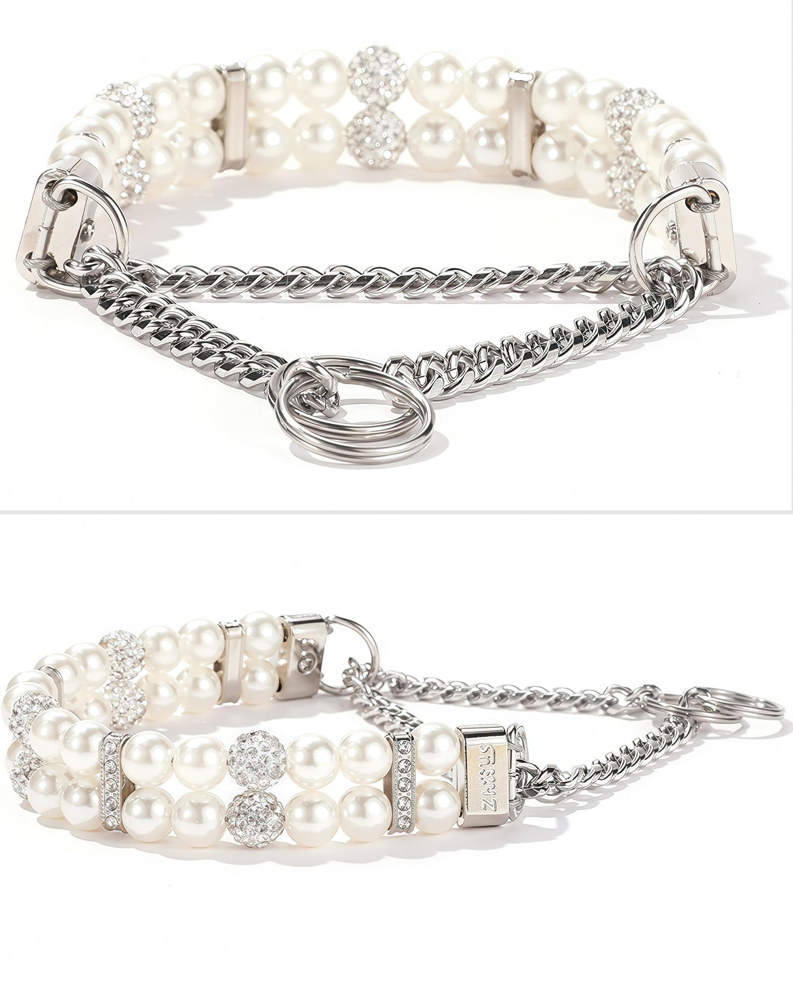 KUDES luxury martingale collar diamonds crystals detail for chic small-dog fashion