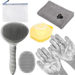 KUEIOX 6-in-1 grey pet grooming kit packaging for quick home setup and organization.