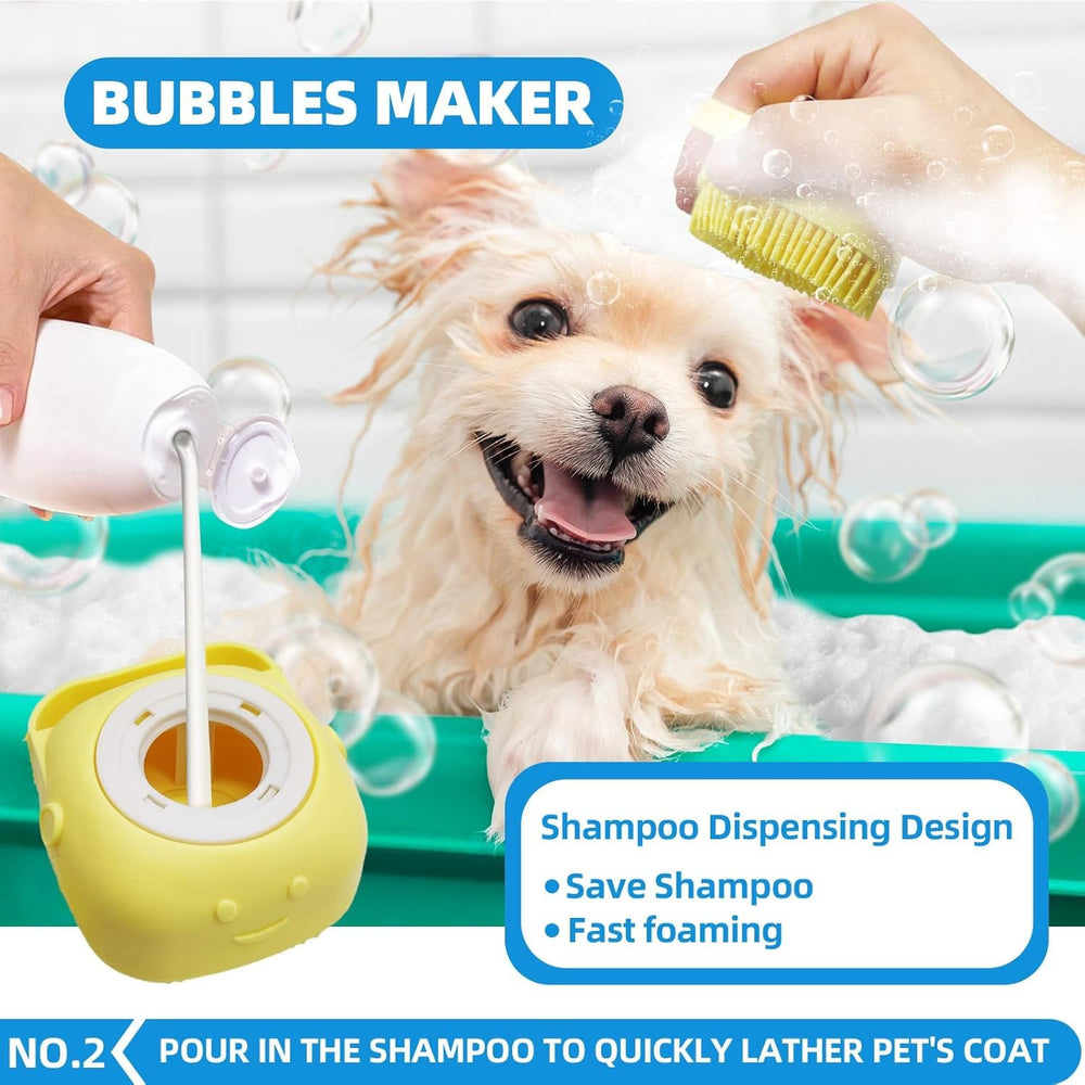 KUEIOX bath brush adds a soothing massage while cleaning coat and skin.