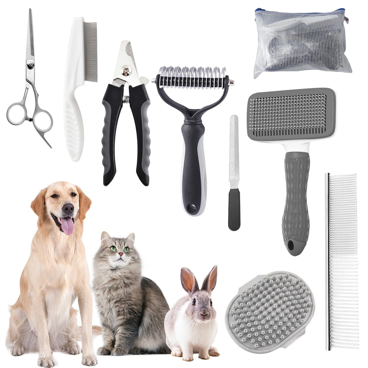 KUEIOX dog brush self-cleaning feature for quick cleanup after grooming.