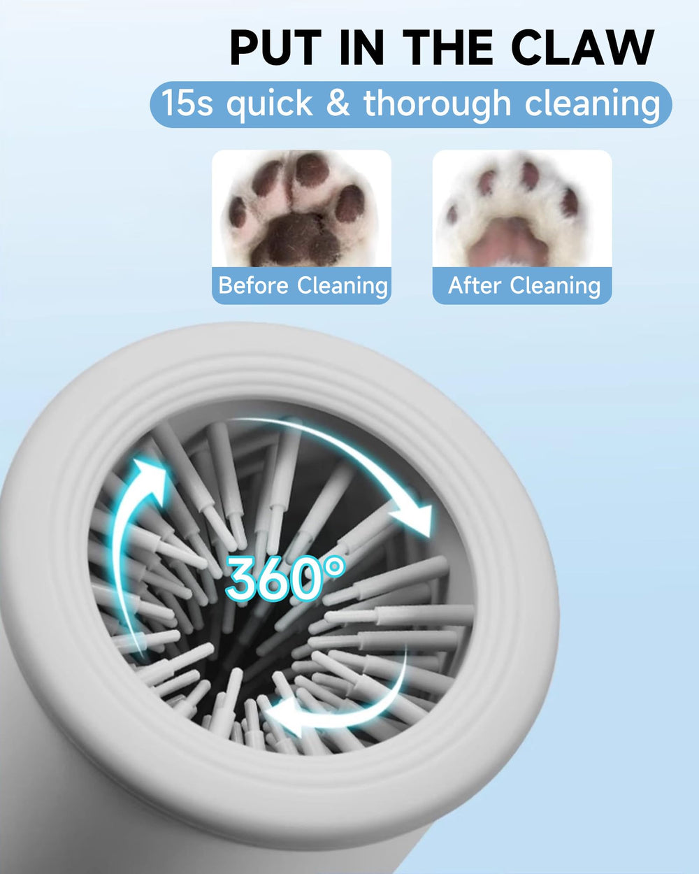 KUEIOX paw cleaner interior with silicone bristles for gentle cleaning