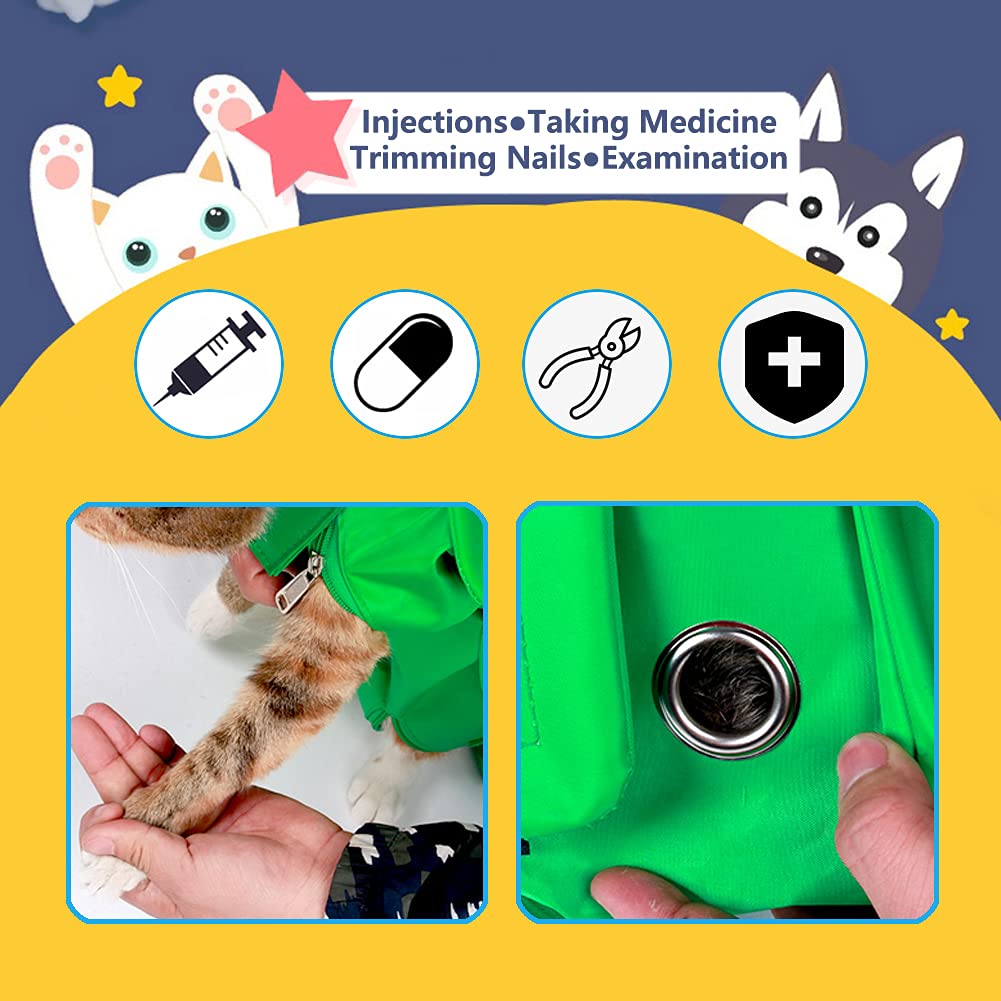 Kukaster Pet cat restraint bag blue during nail trim highlights safety and ease