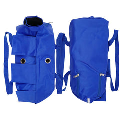 Kukaster Pet Cat Restraint Bag blue side usage showing immobilized paws for vet checks and cleaning