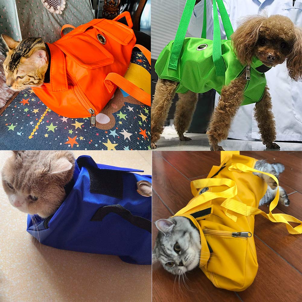 Kukaster Pet Cat Restraint Bag in-use during nail trimming demonstrates calm session