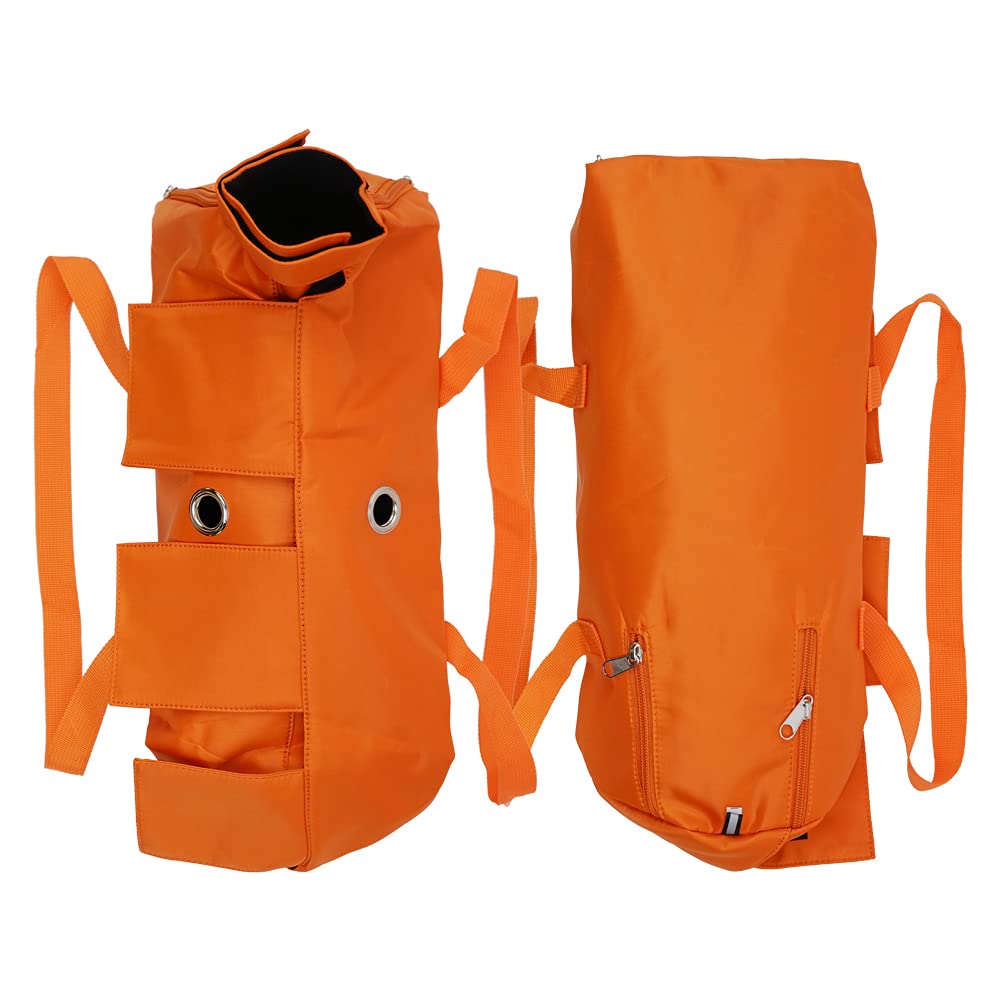 Kukaster Pet Cat Restraint Bag orange side view showing spacious interior