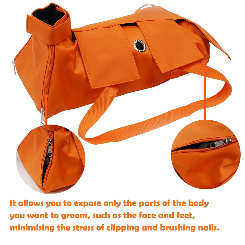 Kukaster Pet Cat Restraint Bag zipper closure immobilizes paws during grooming