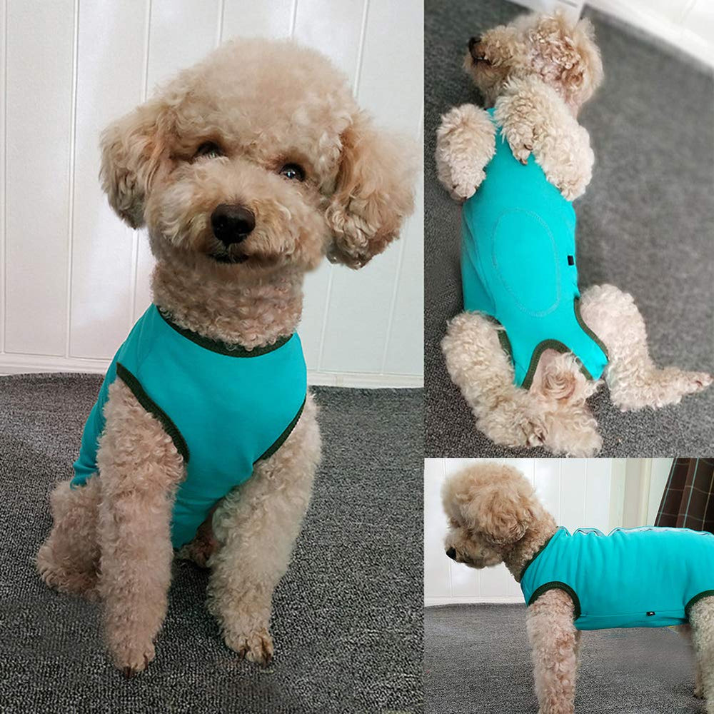 Kukaster Pet recovery suit close-up highlights breathable fabric and soft touch