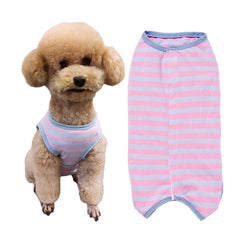Kukaster Pet recovery suit on a small dog, protective and comfortable post-surgery.