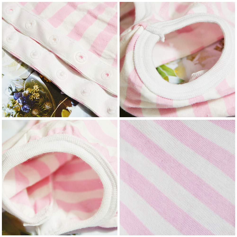 Kukaster Pet recovery suit pink stripe back view keeps the wound area clean