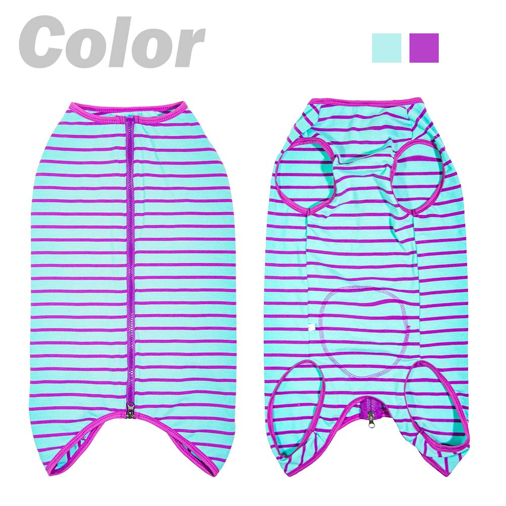 Kukaster Pet recovery suit purple stripe male pee-cutout for easy bathroom