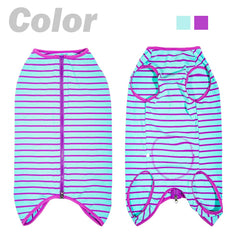 Kukaster Pet recovery suit purple stripe male pee-cutout for easy bathroom