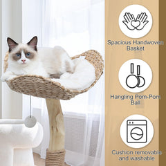 KULAMOON cat tree wood grain stand blends with home décor.
