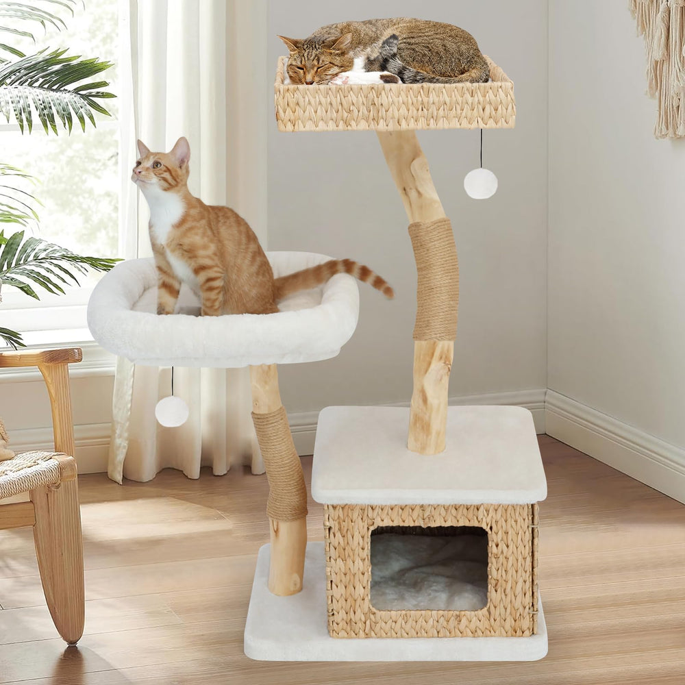 KULAMOON modern cat tree base ensures sturdy stability for active cats