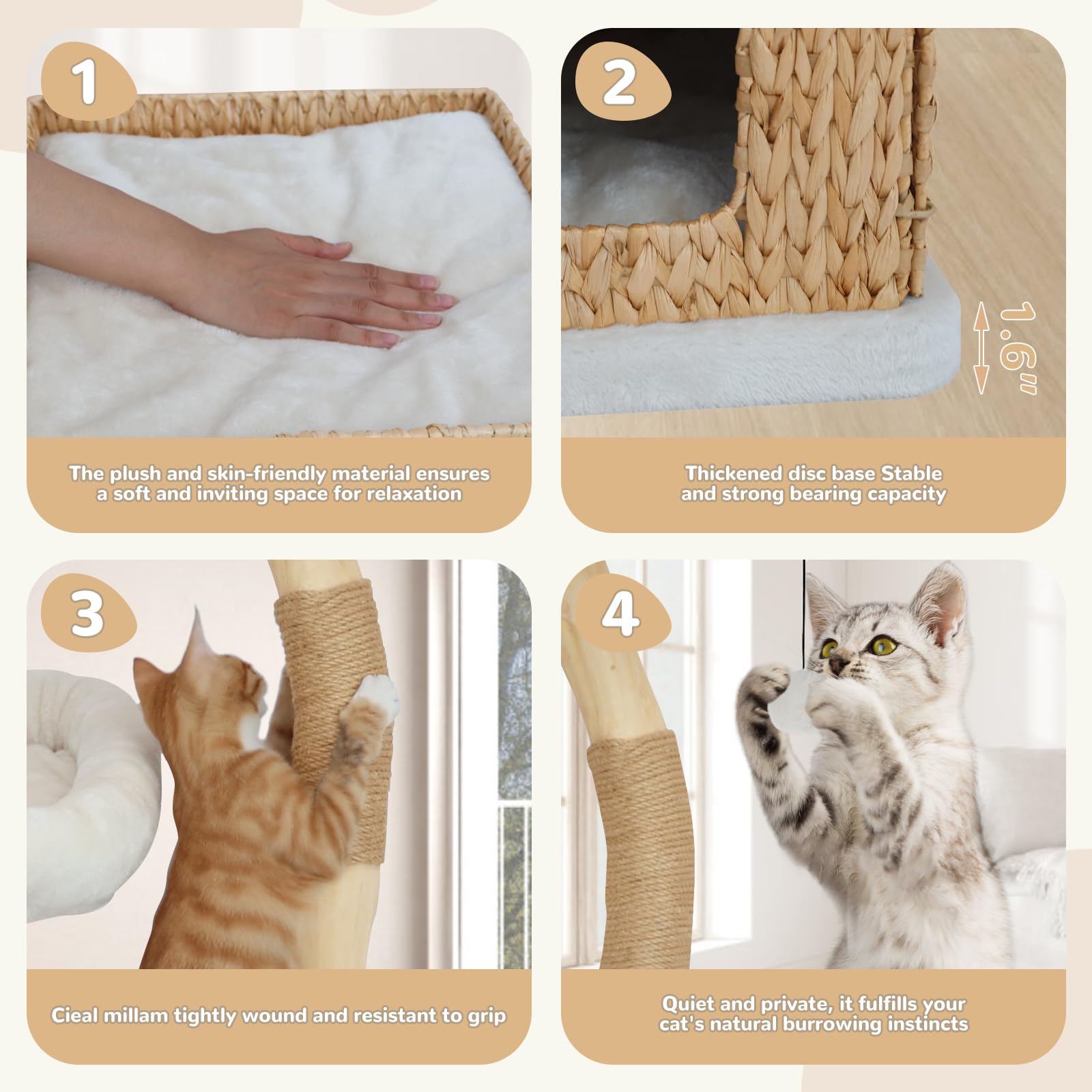 KULAMOON modern cat tree hanging toy stimulates play and hunting instincts