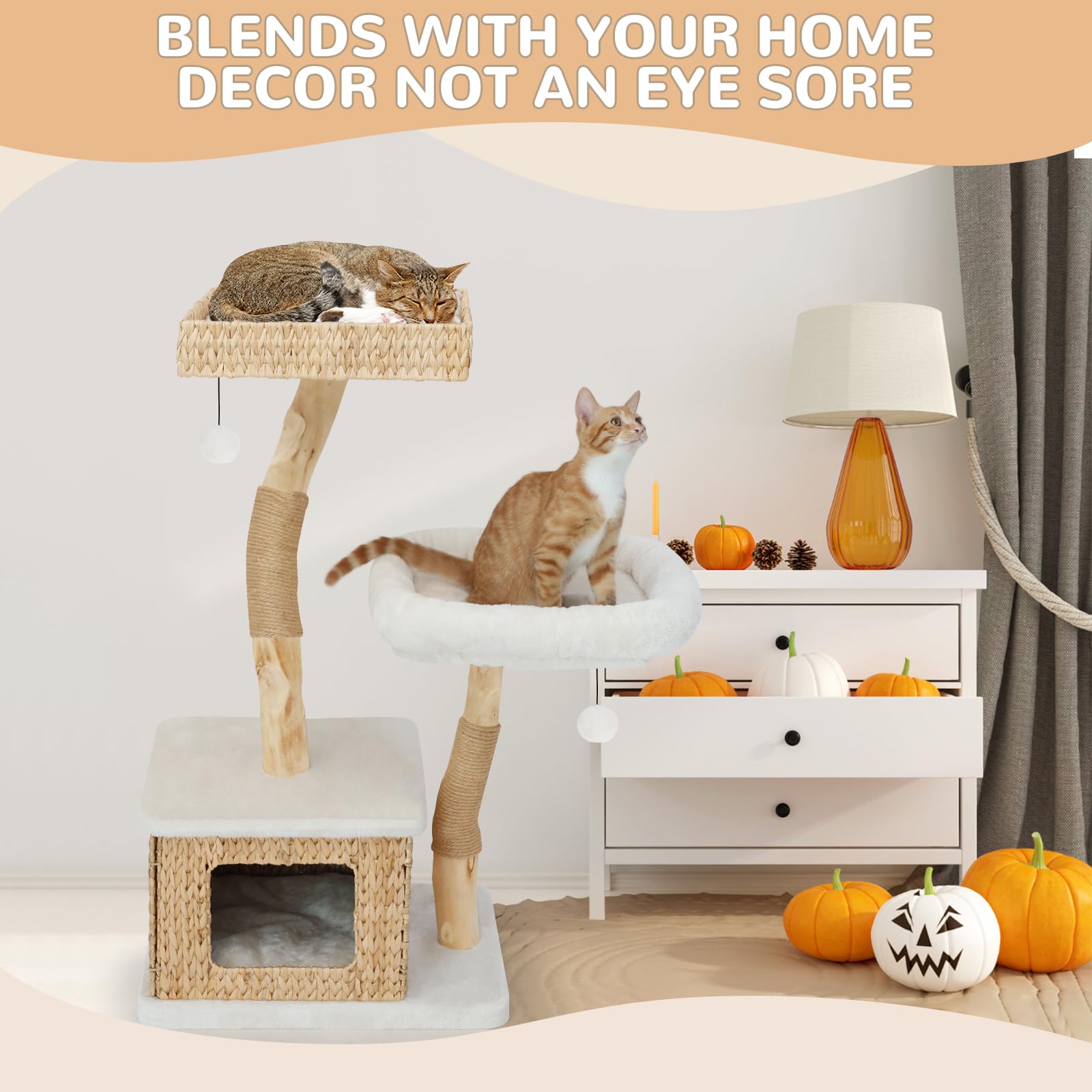 KULAMOON modern cat tree sisal posts promote healthy scratching and furniture protection