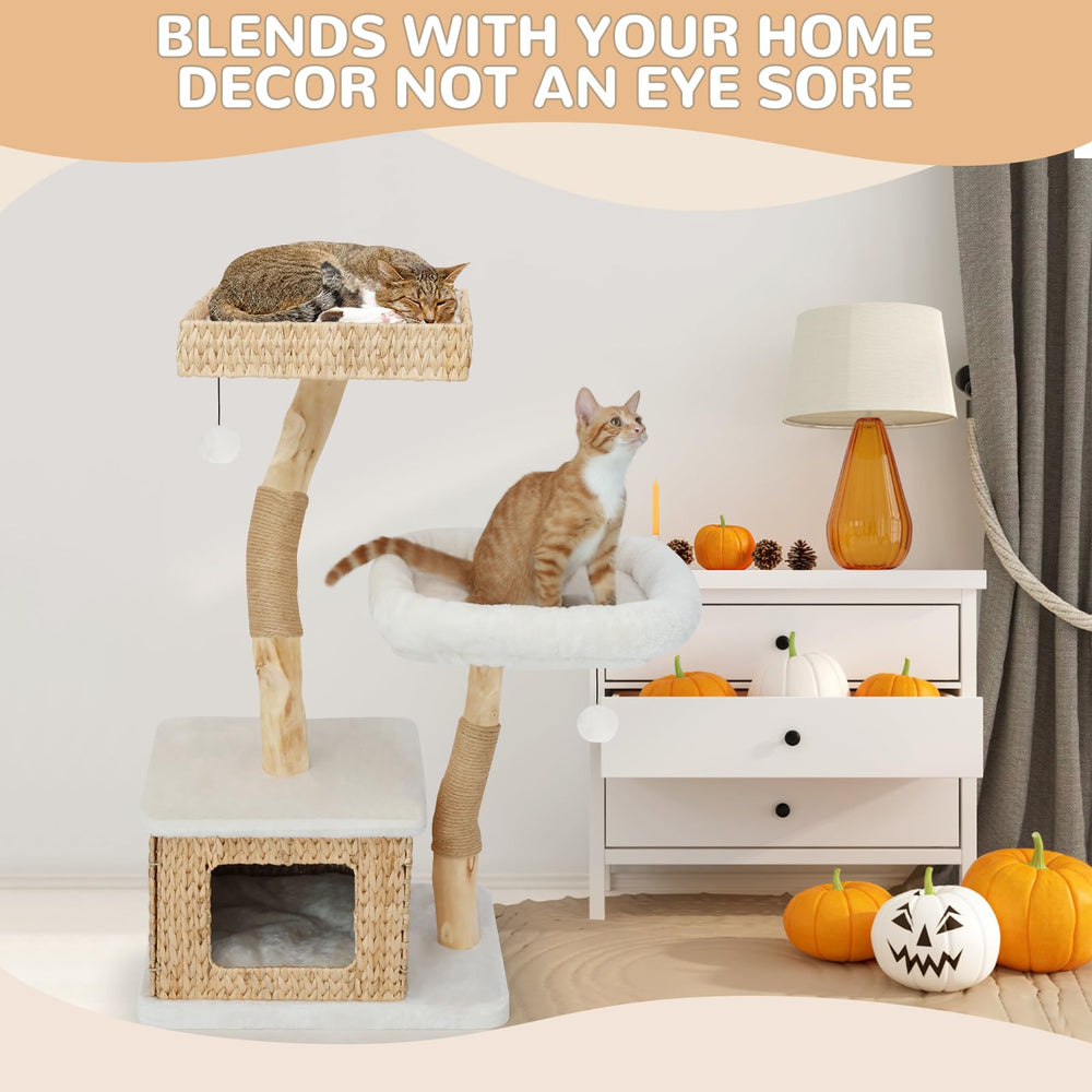 KULAMOON modern cat tree sisal posts promote healthy scratching and furniture protection