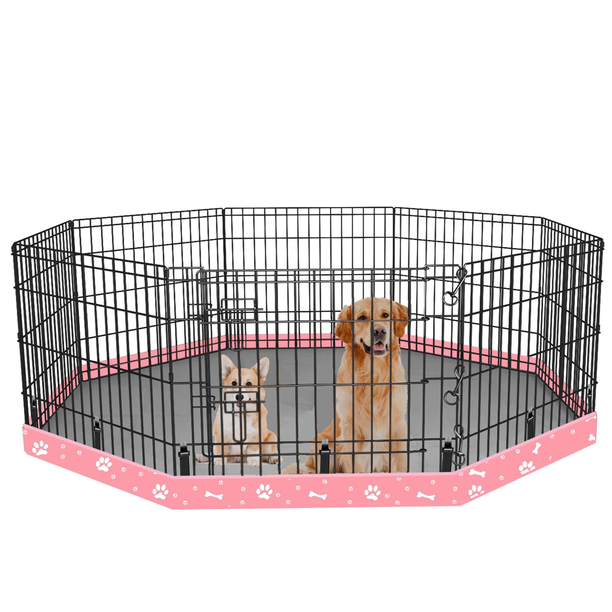 KUMOUARTS dog playpen bottom pad pink fits 24-inch octagon playpen, keeps floors clean.
