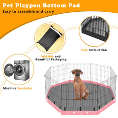 KUMOUARTS puppy playpen pad pink easy to install and clean.
