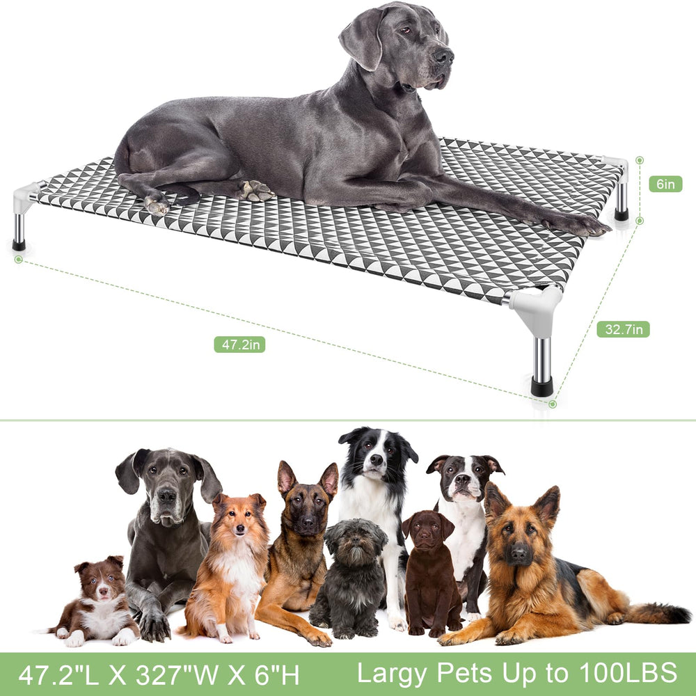 Kuntrust comfortable elevated bed supports dogs up to 120 lbs with cotton surface