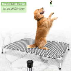 Kuntrust elevated pet cot being assembled tool-free with connectors