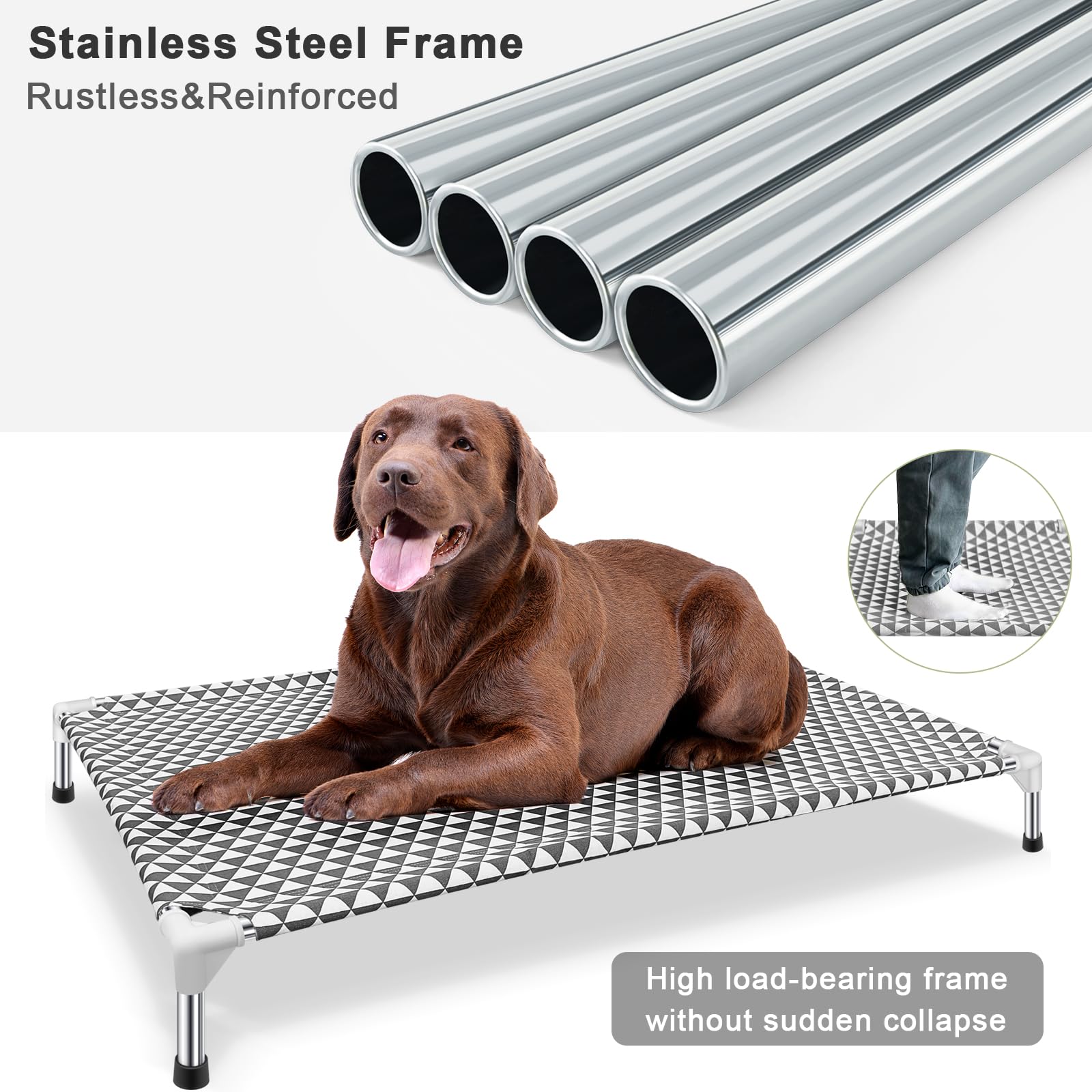 Kuntrust outdoor dog bed with non-slip feet for stable placement