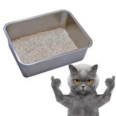 KUNWU stainless steel pet litter box front view shows sturdy construction with a bright finish