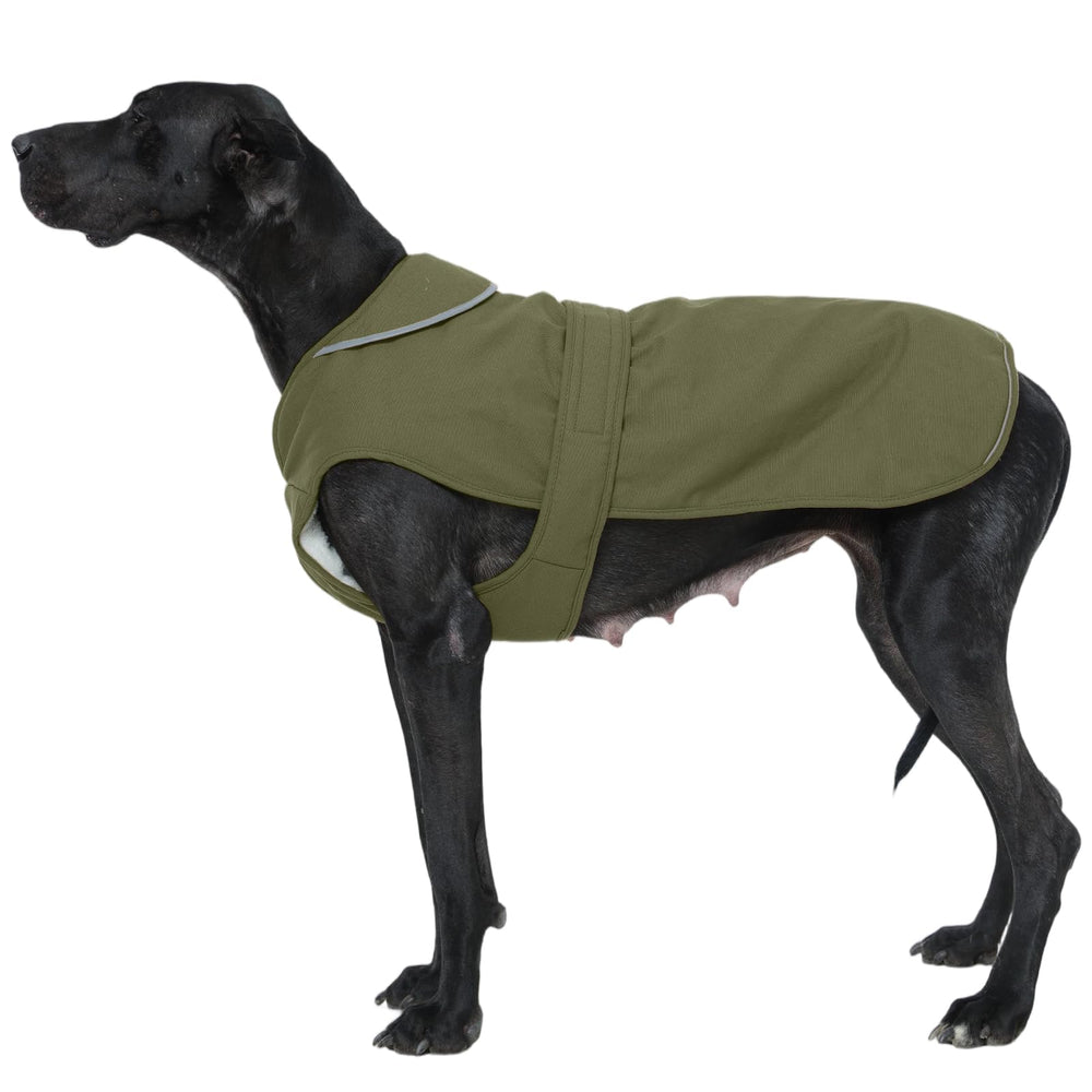 Kuoser Canvas Dog Coat warm fleece keeps your dog cozy on chilly walks.