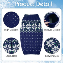 Kuoser dog christmas sweater back view highlights festive snowflake pattern.
