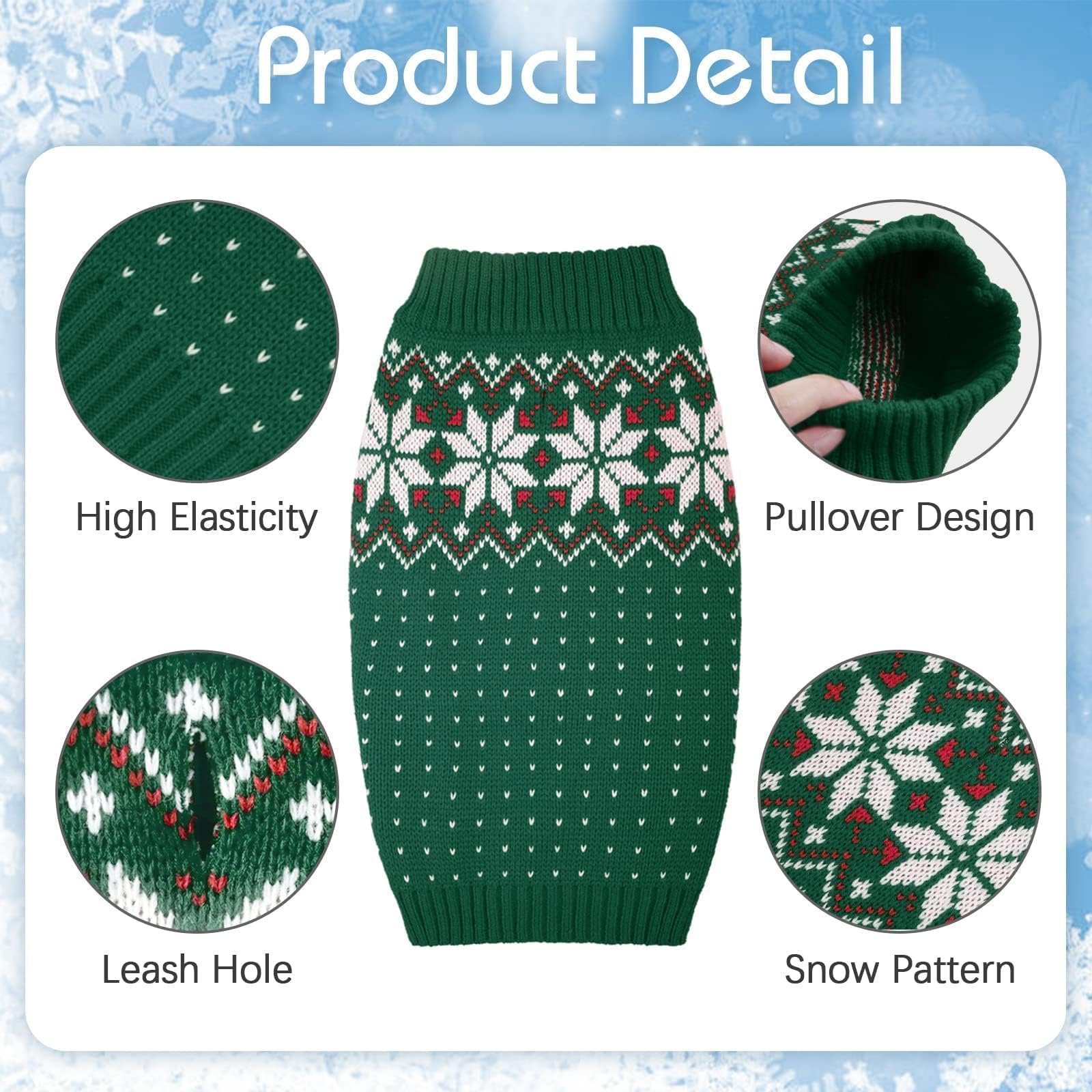 Kuoser dog Christmas sweater back view highlights warmth and holiday style for dogs.