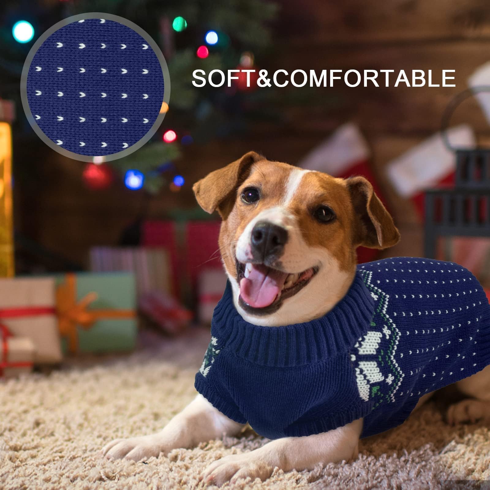Kuoser dog christmas sweater size range supports small to large breeds.